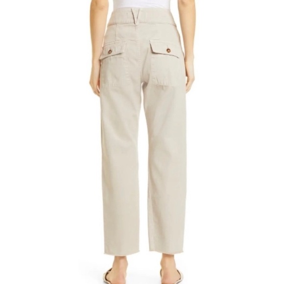Veronica Beard Blake Straight Raw Hem Cotton Utility Pants Tan 26 - Picture 3 of 12